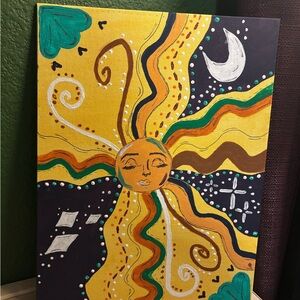 Vibrant Sun and Moon Canvas Art